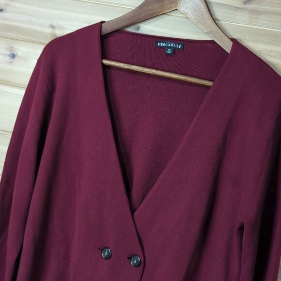 J. Crew Sweater Womens Medium Burgundy Cardigan 100% Cotton Long Length - Picture 2 of 9